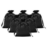 PATIKIL 6 Sacchetti Regalo In Raso Con Cordino – 9x7 Cm, Nero, Perfetti Per Gioielli E Piccoli Regali - 5