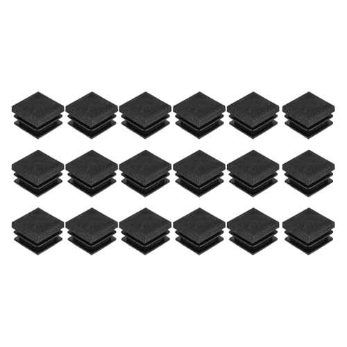 Image of uxcell 18Pcs Square Plastic Plugs, 22 x 22mm /0.87 x 0.87inch PE Pipe Tubing End Caps for 17-20mm /0.67-0.79inch Square Tube Furniture Chair Leg, Black