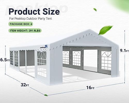 Peaktop Outdoor 16'X32' Party Tent Heavy Duty Wedding Tent Outdoor Gazebo Event Shelter Canopy With Carry Bags #TOP6