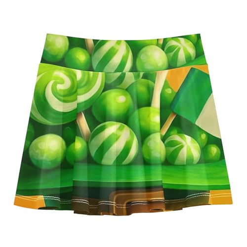 Joisal Athletic Shorts Girls Skorts Toddler Tennis Skirts Preppy School Green Leprechaun Hat Candies 3t