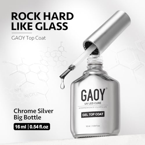 GAOY Gel Top Coat, Base Coat and White Gel Polish Set, 3 Pcs 16ml Clear Glossy No Wipe Combination and Color for UV Light Cure