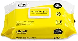 Clinell CDW215 Detergent Wipes - Alcohol and Disinfectant Free - Pack of 215 Wipes