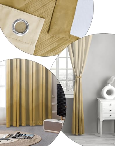 Image of Casableu Kivo Digital Print 85% Blackout Curtains for Door /Window, Thermal Insulated, Tie Back, Wider Width 50 in, Eyelet Curtains for Living Room /Bedroom (Cream 7 ft Set of 2)