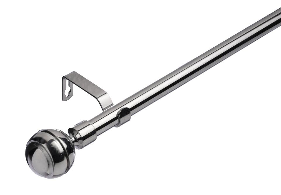 Lister Cartwright 19 mm Curtain Pole for Windows, Extendable 210-320 cm, Chrome Metal Rod with Ribbed Ball Finials, Adjustable Drapery Pole for Eyelet Curtains, Living Room,Bedroom Non Slip โ image 1
