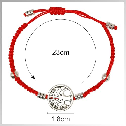 Shamoparty 2 Bracelets Arbre de Vie,Réglable,en Tissu Rouge et Noir Avec Breloques en Argent Antique, Tissé à la Main, Bracelet Personnalisé,Bracelet Couple,Bracelet Femme – vue 6