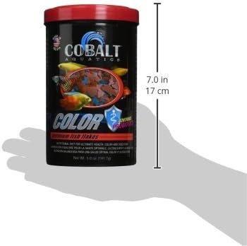 Cobalt Aquatics Color Enhancing Blue Flakes with Probiotics 5 oz - Ideal for All Tropical Fish - Enhances Health &Colors - Perfect for Fish Aquariums