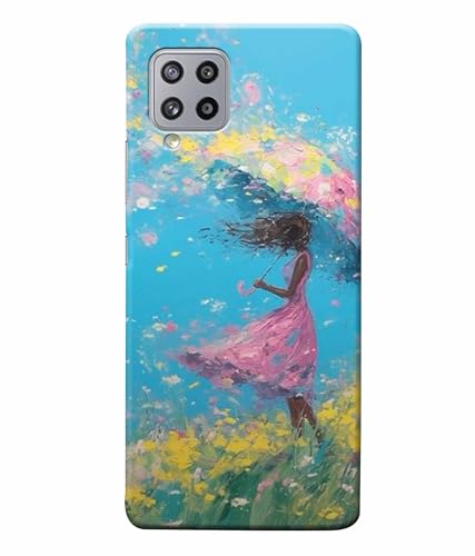 Image of Printed Hard Back Case Cover & Compatible for Samsung Galaxy M42 5G | Painting Girl with Umbrella (Multicolor) - D1194