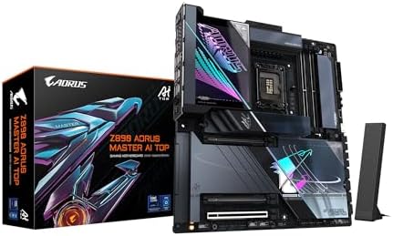 GIGABYTE Z890 AORUS Master AI TOP Intel Core Ultra (Series 2) LGA 1851 Motherboard, E-ATX, DDR5, 4X M.2, PCIe 5.0, Thunderbolt 4, WIFI7, 10GbE LAN, EZ-Latch