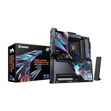 GIGABYTE Placa mãe Z890 AORUS Master AI TOP Intel Core Ultra (Série 2) LGA 1851, E-ATX, DDR5, 4X M.2, PCIe 5.0, Thunderbolt 4, WIFI7, LAN 10GbE, EZ-Latch
