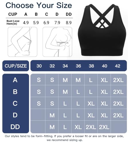 Image of Double Couple Sports Bras for Women Padded High Impact Seamless Criss Cross Back Workout Tops Gym Activewear Bra Large