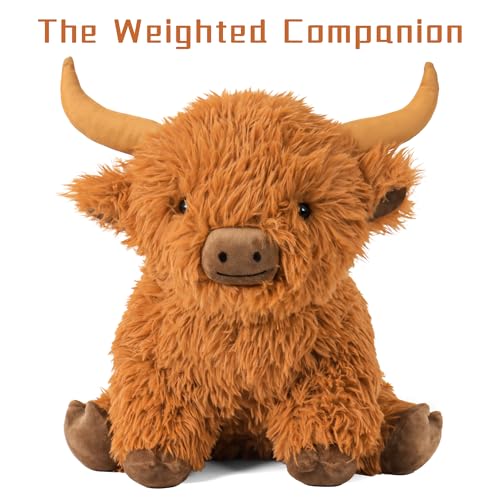 5lbs Highland Cow Weighted Stuffed Animals, 16in Tall Big Highland Cow Plush Toy, Soft Adorable Stuffed Animal for Kids and Adults Highland Cattle Gift Plushie Decor by Wepop - Image 3