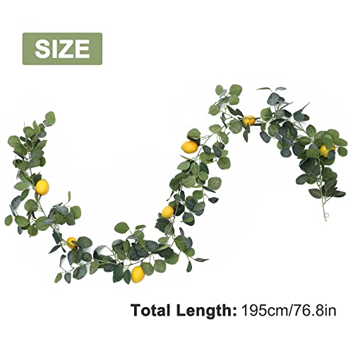 Fqqwee 76.8 Inch Artificial Lemon Greenery Garland Faux Spring Summer Eucalyptus Garland With Lemons Fake Fruit Vine Garland Wreath For Front Door Wall Table Kitchen Home Wedding Decor #TOP3