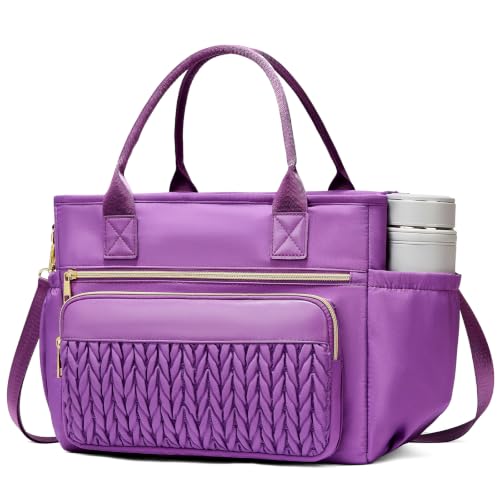 Lunch Bag Women Large Insulated purple Tote Lunch Bag for Work 5 Pockets