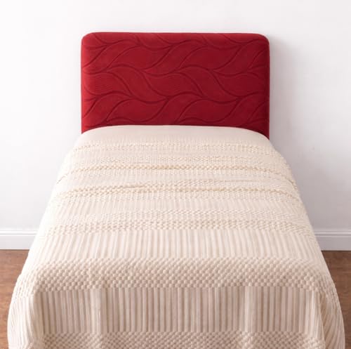 Image of HOMETHREADS Stretchable Velvet Headboard Cover | Soft, Dust-Proof & Wrinkle-Resistant Bed Back Protector | Fits Leather, Wooden & Fabric Bedsides | for 3ft to 3.5ft Beds (Maroon, 90x65Cm)