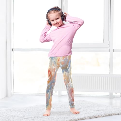 Bolaz Toddler Girls Leggings Printed Yoga Pants Leggings Light Blue Roses for Kids4