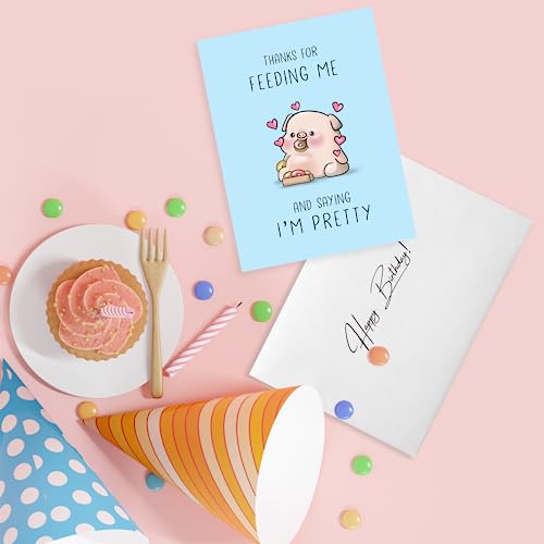 Aly Lou Foodie Anniversary Card, Birthday Card For Her Him/Girlfriend Wife/Husband Boyfriend, Friendship Thank You Kawaii Greeting Card (Thanks For Feeding Me ...) #TOP4