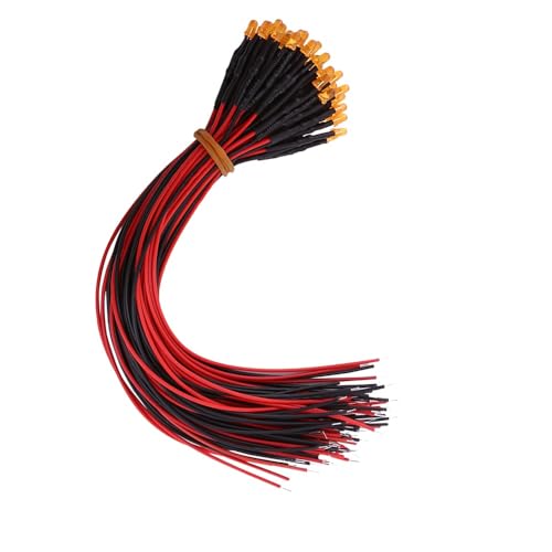 Diode LED 3mm orange pré-câblée 12V CC composant éclairage électronique pack de 50 - 6