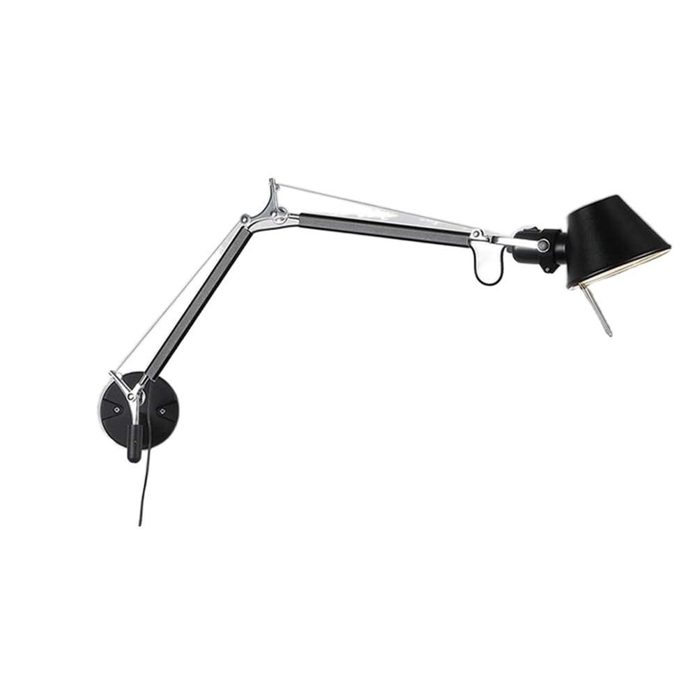 OZBMA Modern Industrial Wall Lamp Retractable Long Swing-Arm Sconce Adjustable Angle Light for Aisle Study Bedroom Living Room Reading(Black) (Black)