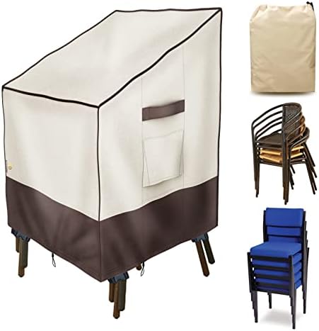 Garden Chair Cover, 2Pack 89x99x89cm Deep Seat Lounge Chair Rocking Chair Adirondack Chair Cover Waterproof UV Resistant Outdoor Furniture Cover, Beige+Brown