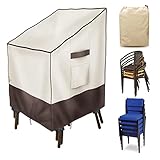 F&J Outdoors Gartenstühle Abdeckung Wasserdicht UV-beständig Robust Schutzhülle für Stapelstühle Hochlehnstühle im Sommer Winter Draußen Plane (65x65x75/115cm), Beige und Braun