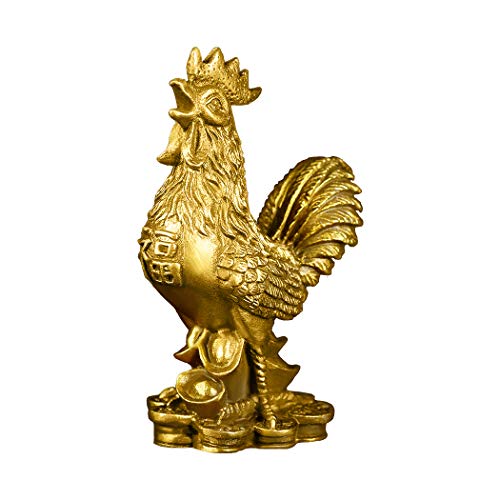 Brasstar Brass 3.5''(H) Auspicious Rooster Statue Ingots Wealth Feng Shui Sculpture Home Office Chinese Zodiac Decorative Ornament Business Gift Collection Ptzy045 #TOP7