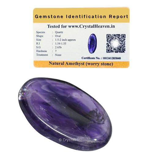 Image of Certified Amethyst Crystal Thumb Worry Pebbles Stones for Anxiety Stress Relief Massage - AAA Grade Original Healing Gemstone Agate Rubbing Stone for Yoga Meditation Spiritual Reiki Feng Shui
