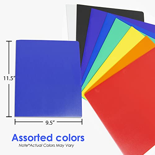 Bazic 2 Pockets Poly Folder Portfolio, Letter Size Plastic Folders Holder For Office Documents Paper Organizer, Assorted Color, 48-Pack #TOP2