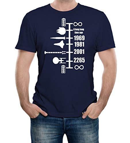 Image of Reality Glitch Men's Spaceship Timeline Movie, Space, Sci Fi and Science Inspired Funny Graphic T-Shirt (L, Navy)