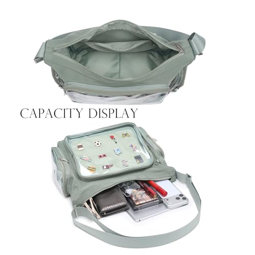 Image of Canvas Ita Bag Crossbody Shoulder Bag Kawaii Purses and Handbags with Anime Pins Display Medium