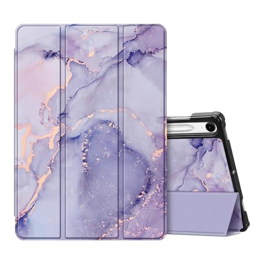 Fintie Capa fina para Samsung Galaxy Tab S9 FE 5G 10,9 polegadas/Galaxy Tab S9 11 polegadas 2023 com suporte de caneta S, capa ultrafina e leve com três dobras com suporte de três dobras com função de despertar/hibernar automático, mármore lilás