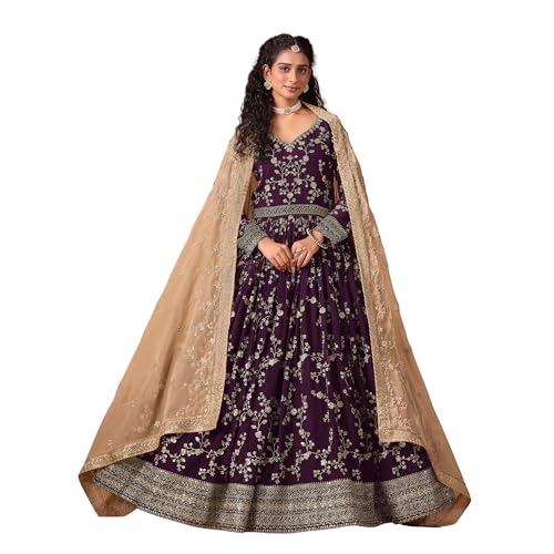 Vestido Anarkali de alta costura con bordado pesado para bodas elegantes