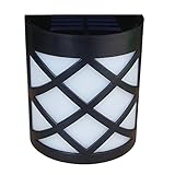 [Warm Light] Solar Light for Wall, porch, garden, fence, path; Sun powered outdoor Patio Deck Yard lamp, dusk to dawn sensor