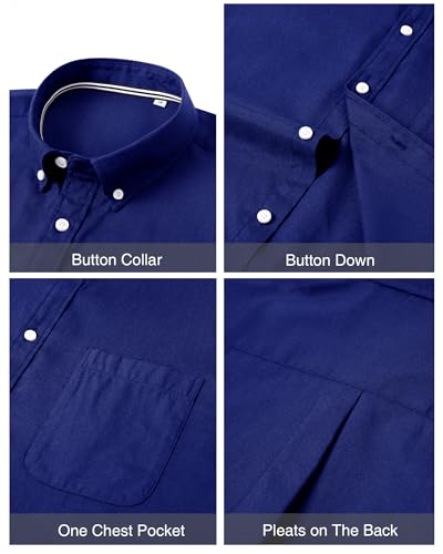 Image of J.VER Men's Oxford Shirt Solid Casual Button Down Collar Shirts Long Sleeve Dress Shirts with Pocket