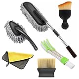 Otoroys 6 PCs Microfiber Car Duster with Long Handle Car Cleaning Brush Exterior and Interior Car Cleaning Cloth Car Ac Vent Cleaner Brush for Car, Motorbike, SUVs Car Cleaning Kit (Pack of 6)