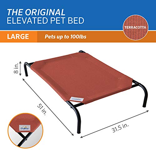 Image of Coolaroo Original Elevated Dog Bed - Breathable Off-The-Ground Pet Bed with Cooling Fabric, Joint Relief & Moisture-Resistant Fabric, 100% Recyclable, Easy Clean, Terracotta, Large