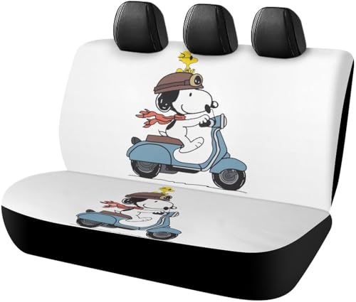 スヌーピー (6) カーシートカバー 車シートカバー 後部座席用 シート保護 おしゃれ カー用品 軽/普通車 汎用 後席クッションカバー 人気 キャラクター 四季通用 tthn25