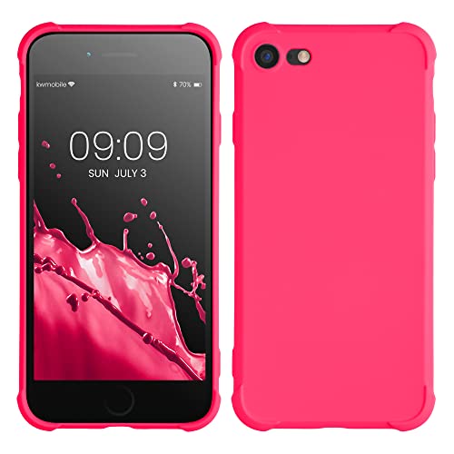 kwmobile Case Compatible with Apple iPhone SE (2022) / iPhone SE (2020) / iPhone 8 / iPhone 7 - Cover in Soft TPU Phone Case with Camera Protection - Neon Pink