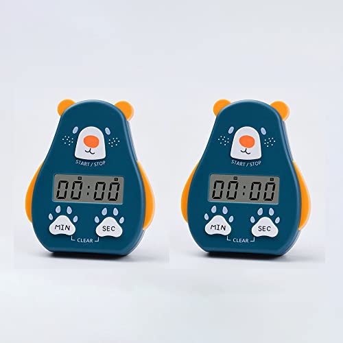 Image of YELONA Pack of 2 Kitchen Timer, Timer for Kids, Digital Timer for Cooking, Egg Timer, Magnetic Desk Timers for Teacher, Classroom, Exercise, Bathroom, Oven, Baking, Table, Productivity-Navy Blue