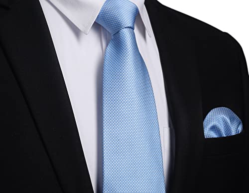 Image of HISDERN Ties for Men Solid Houndstooth Neckties Handkerchief Formal Business Tie & Pocket Square Set Wedding Party