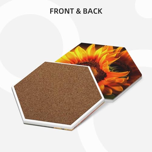 Dessous de verre tournesol en céramique avec support lot de 6