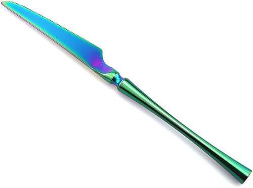 Miniatura 6 de JASHII Juego de cubiertos de titanio de lujo de 20 piezas de acero inoxidable 1810 pulido con espejo de arco iris, incluye tenedor, cuchillo,