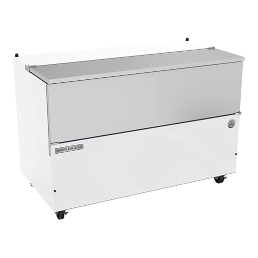 Beverage Air SM58HC-W Cold Wall Single Access Milk Cooler, Commercial Stainless Steel Interior, White Coated Exterior, Self-Latching Doors, Heavy Duty Casters