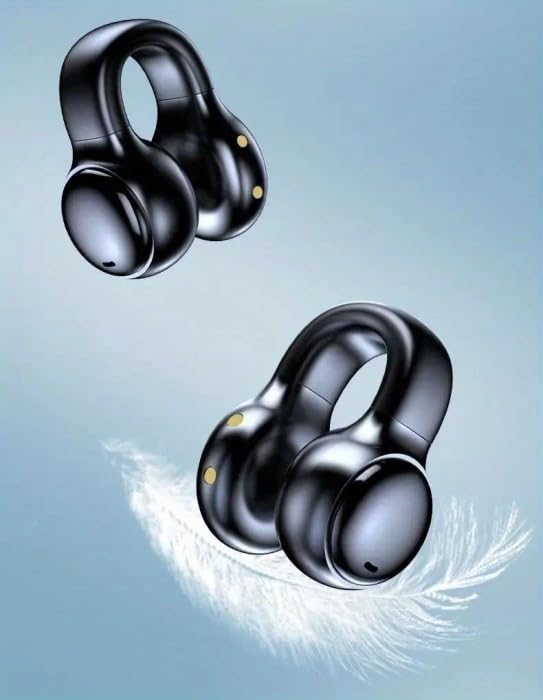 Close-up of two X58 Air Conduction earbuds, highlighting their lightweight design