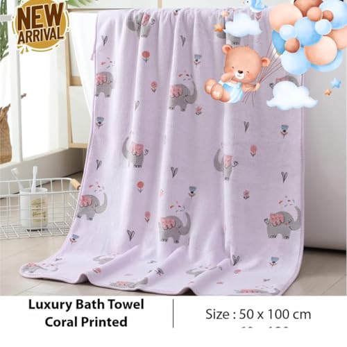 Image of Baby Luxury Coral Fleece Bath Towel for Kids, Ultra Soft, Warm, and Absorbent. Baby Essentials Bath Towels, Cute Unisex Cover for Girls and Boys (2, Count | 0-12 Months)