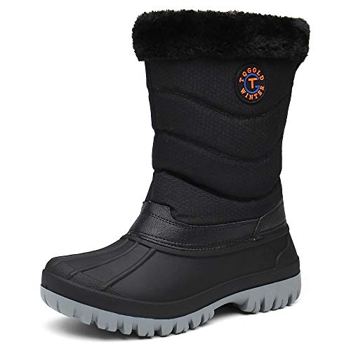 TQGOLD Botas de Nieve para Mujer Botas de Invierno Calentar Forrada Botas de Esqui Impermeables Al Aire Libre Anti Deslizante Botas de Senderismo(Negro,41 EU)