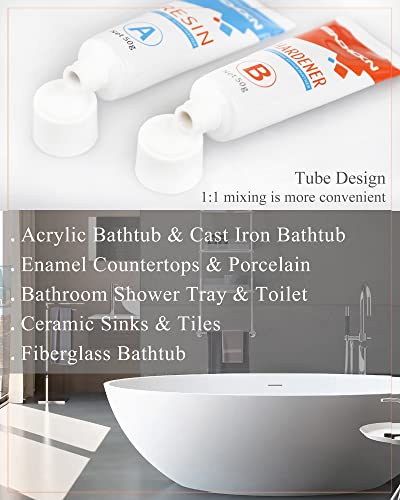 Bath Repair Kit White, Endhokn Enamel, Porcelain, Acrylic, Fiberglass, Ceramic Sink, Tub Tile Toilet Shower Kit & Tray & Chip & Pedestal Crack Hole Scratches Repair