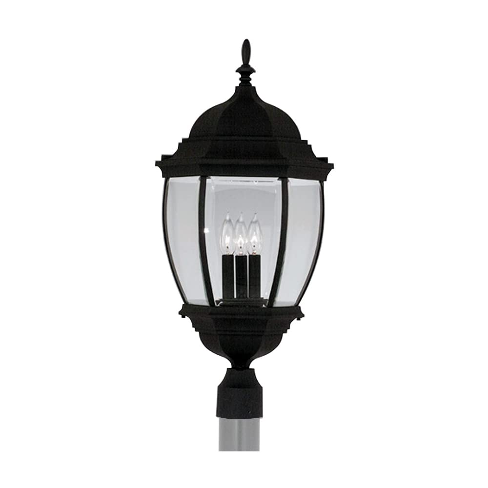 DESIGNERS FOUNTAIN Tiverton Outdoor Post Lantern Light, Black, Glass, Model