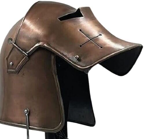 Medieval Gothic Barbute Helmet Knight Combat Templar Visor Helmet Functional 18g Steel LARP Warrior Cosplay Costume for Adult