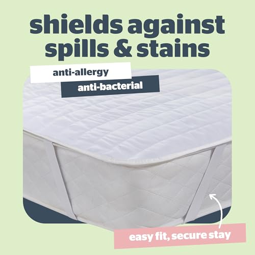 Protector de colchón doble pequeña Silentnight blanco ajustable para cama individual extra 4