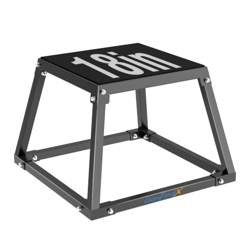 GanFindX Steel Plyometric Jump Box 18 Inch Heavy Duty Plyo Platform Non-Slip Workout Step Box for Home Gym Agility Strength & Conditioning Training
